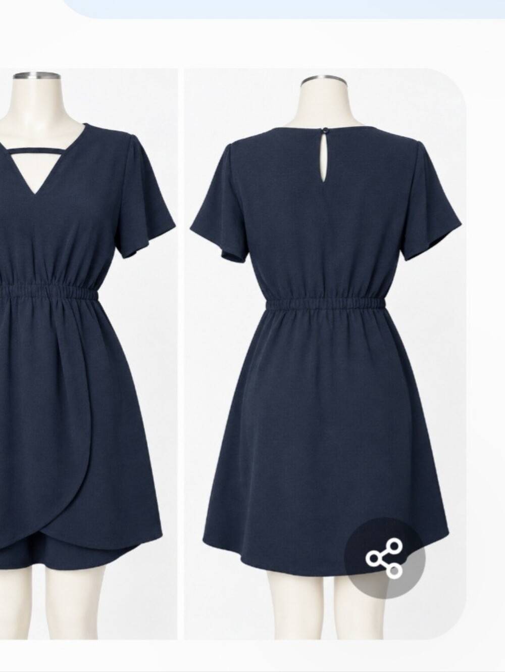 Emma & Michele Black Short-Sleeve Elastic Waist Romper with Keyhole